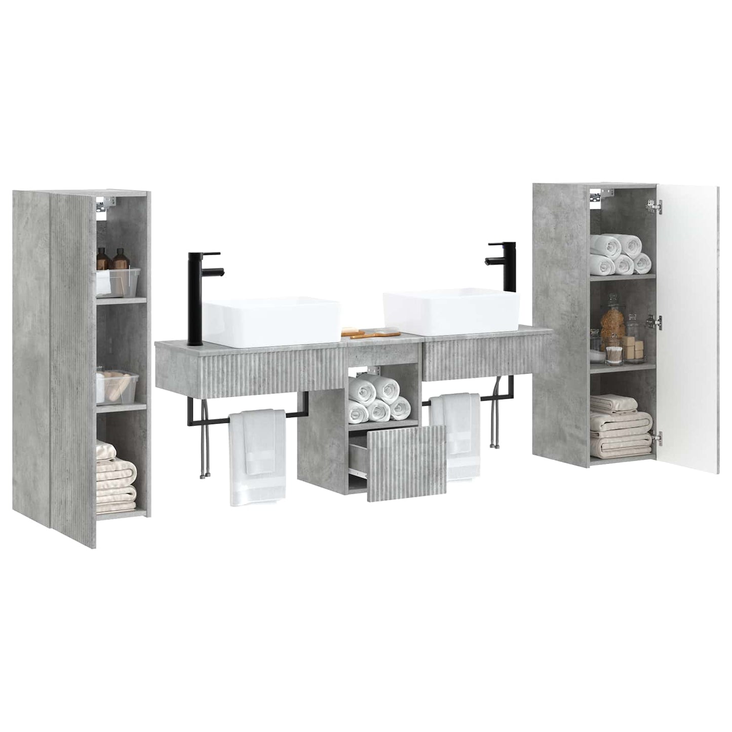 vidaXL Bathroom Furniture Set 5 pcs Concrete Grey 33 x 34.5 x 100 cm