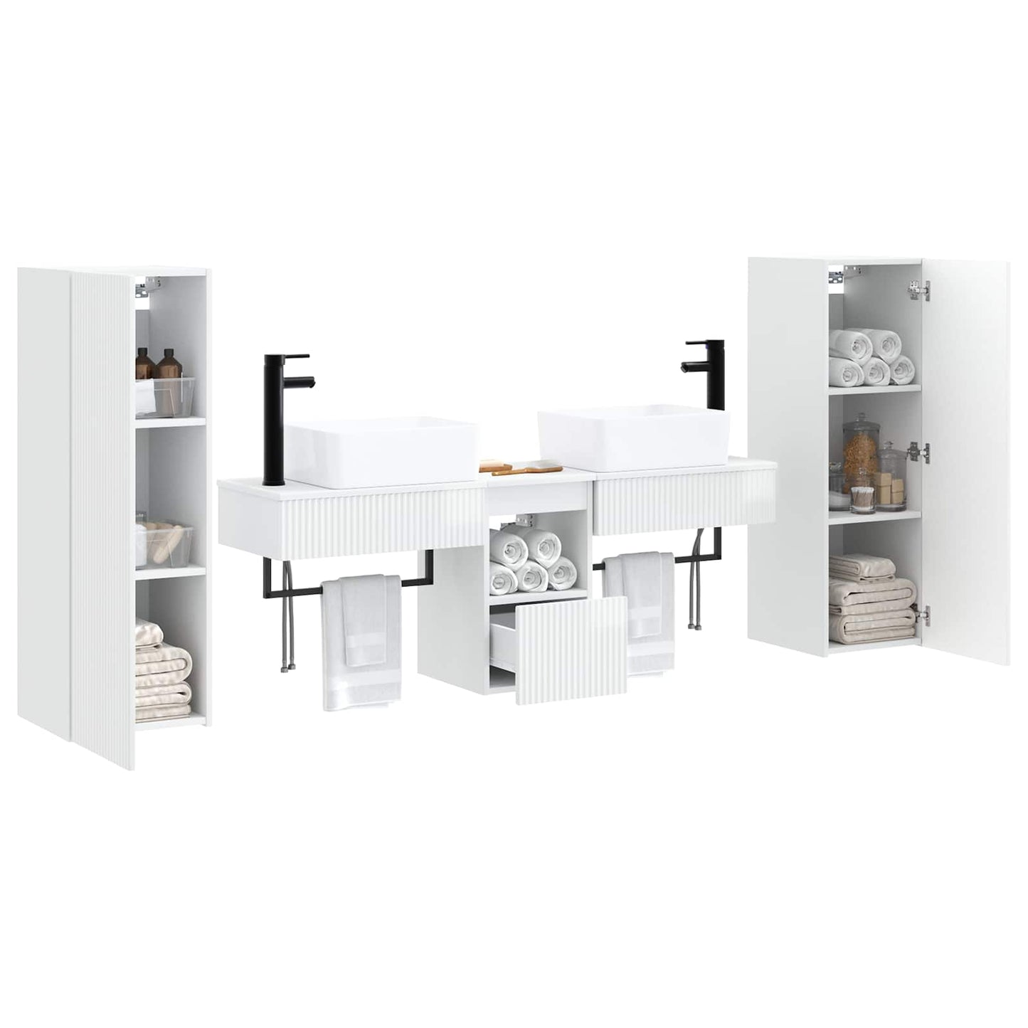 vidaXL Bathroom Furniture Set 5 pcs High Gloss White