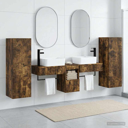 vidaXL Bathroom Furniture Set 5 pcs Smoked Oak 33 x 34.5 x 100 cm