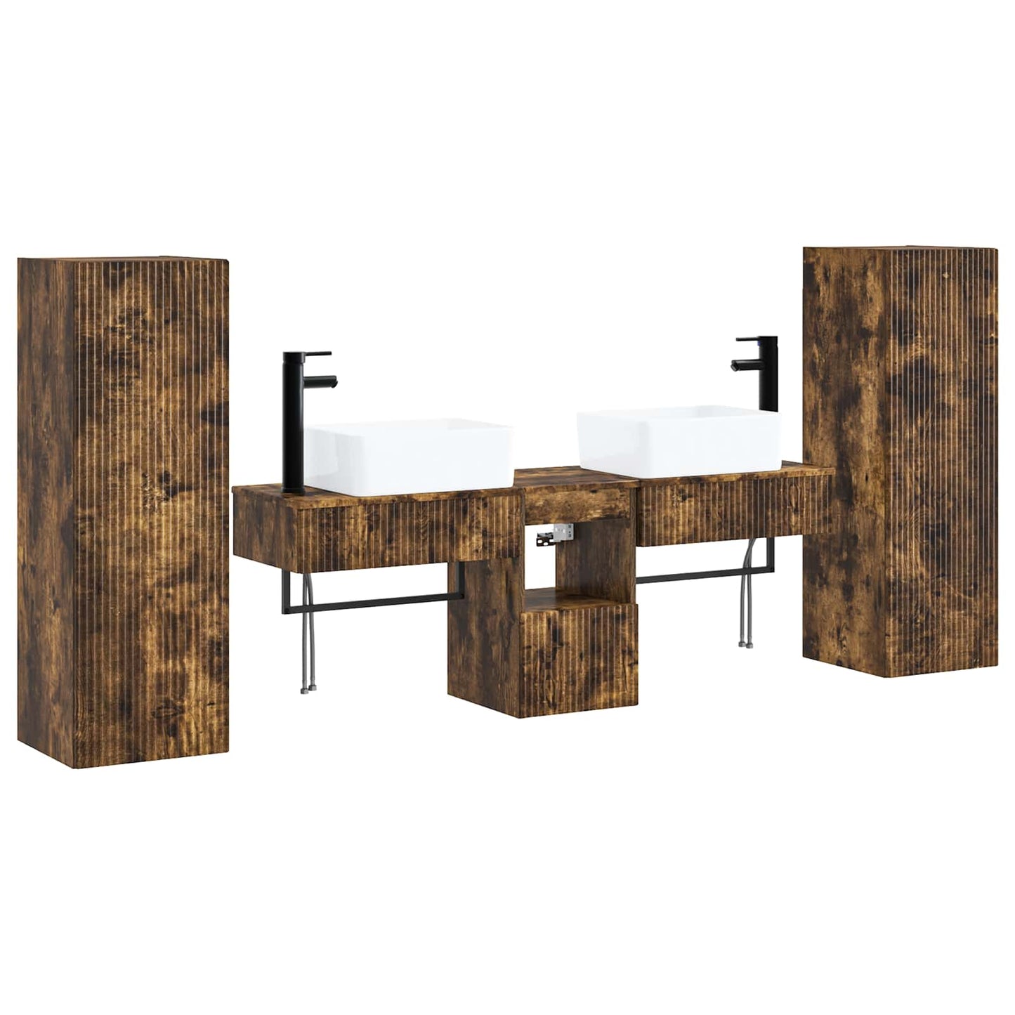 vidaXL Bathroom Furniture Set 5 pcs Smoked Oak 33 x 34.5 x 100 cm