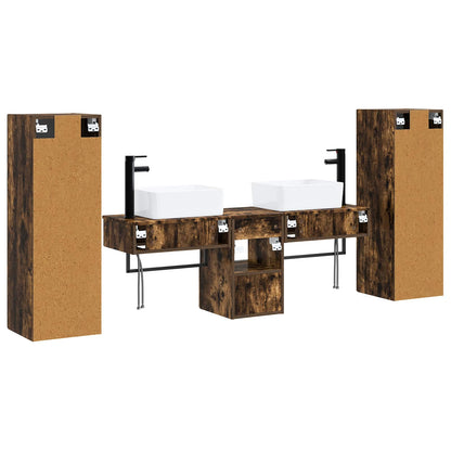 vidaXL Bathroom Furniture Set 5 pcs Smoked Oak 33 x 34.5 x 100 cm
