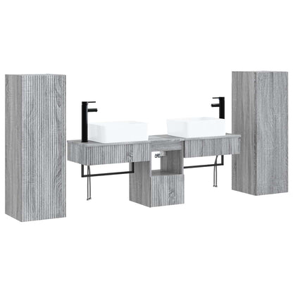 vidaXL Bathroom Furniture Set 5 pcs Grey Sonoma 33 x 34.5 x 100 cm