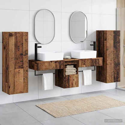 vidaXL Bathroom Furniture Set 5 pcs Old Wood 33 x 34.5 x 100 cm