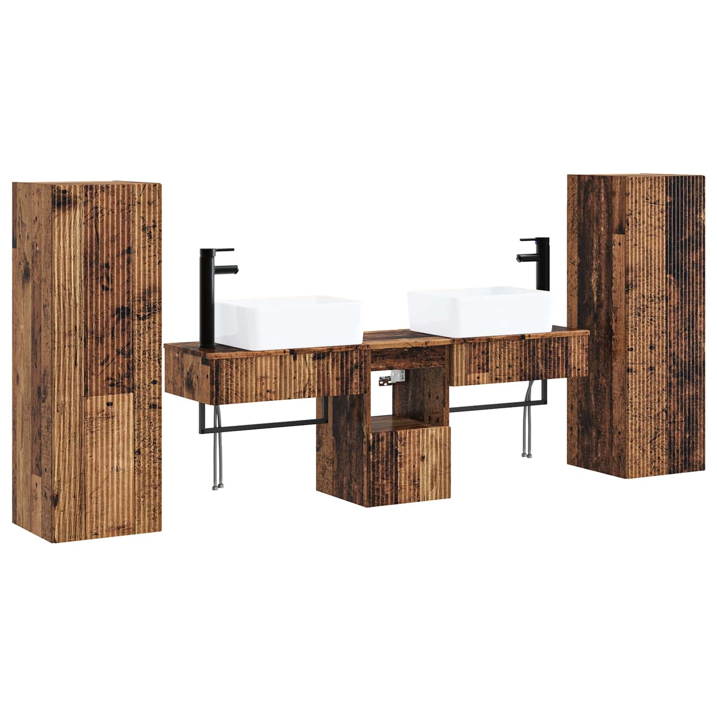 vidaXL Bathroom Furniture Set 5 pcs Old Wood 33 x 34.5 x 100 cm