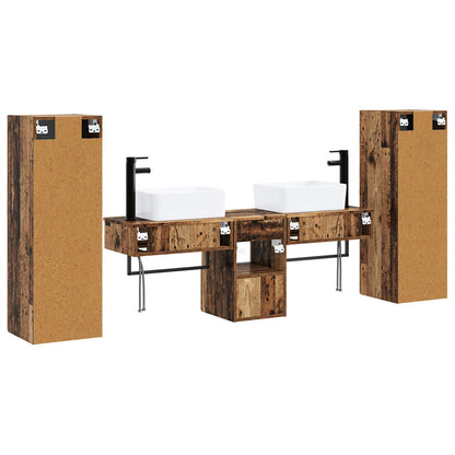 vidaXL Bathroom Furniture Set 5 pcs Old Wood 33 x 34.5 x 100 cm