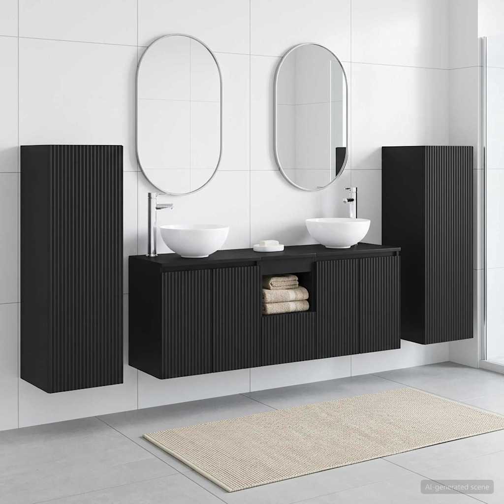 vidaXL Bathroom Furniture Set 5 pcs Black 33 x 34.5 x 100 cm