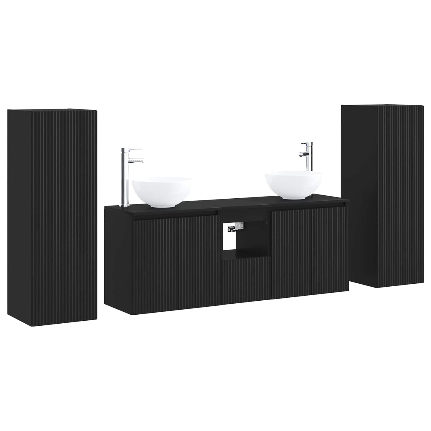 vidaXL Bathroom Furniture Set 5 pcs Black 33 x 34.5 x 100 cm