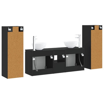 vidaXL Bathroom Furniture Set 5 pcs Black 33 x 34.5 x 100 cm