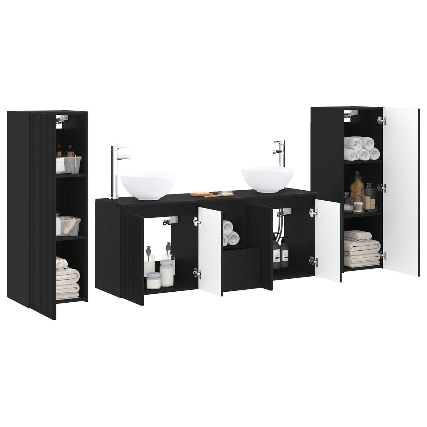 vidaXL Bathroom Furniture Set 5 pcs Black 33 x 34.5 x 100 cm