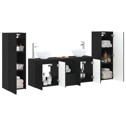 vidaXL Bathroom Furniture Set 5 pcs Black 33 x 34.5 x 100 cm