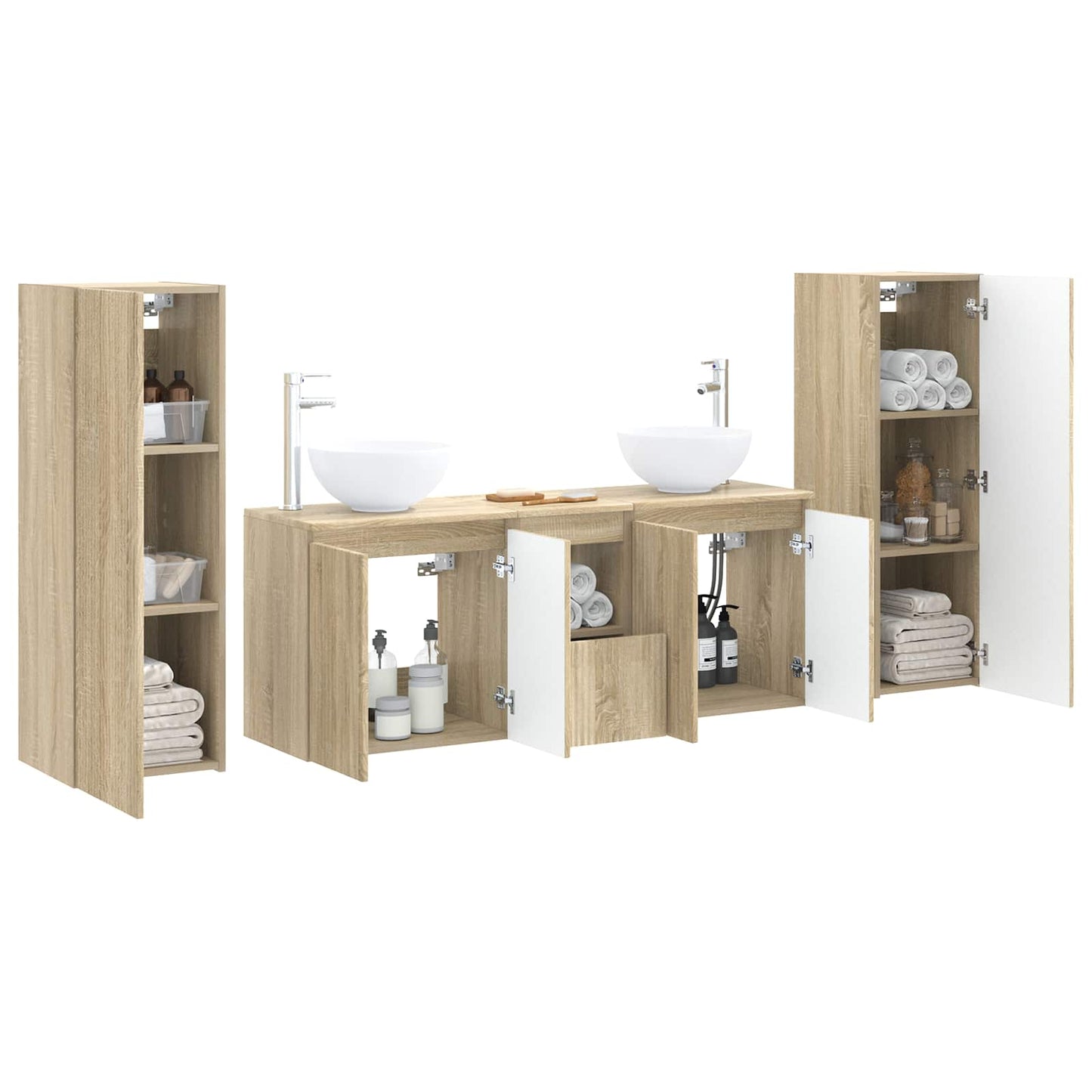 vidaXL Bathroom Furniture Set 5 pcs Sonoma Oak 33 x 34.5 x 100 cm