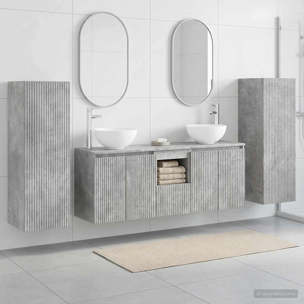vidaXL Bathroom Furniture Set 5 pcs Concrete Grey 33 x 34.5 x 100 cm