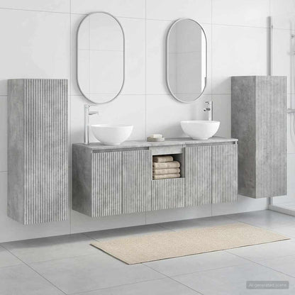 vidaXL Bathroom Furniture Set 5 pcs Concrete Grey 33 x 34.5 x 100 cm