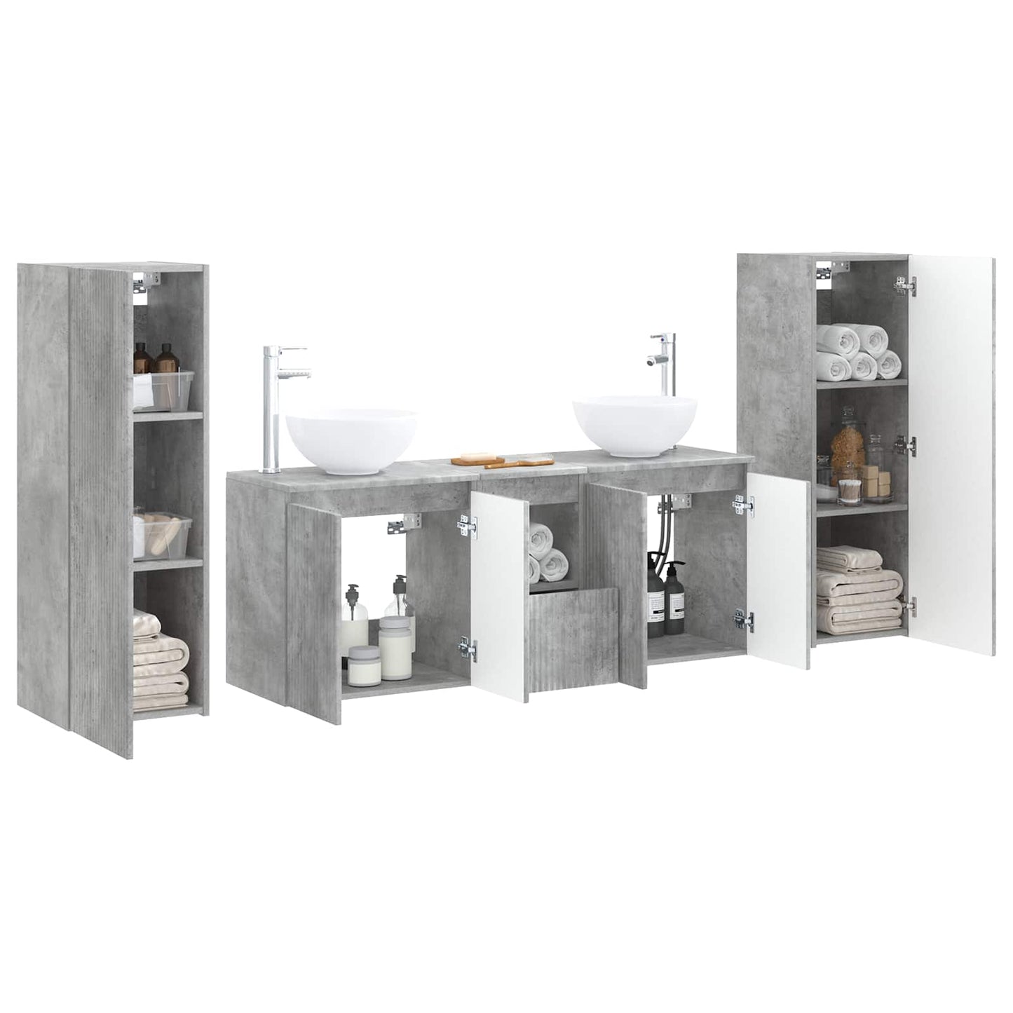 vidaXL Bathroom Furniture Set 5 pcs Concrete Grey 33 x 34.5 x 100 cm