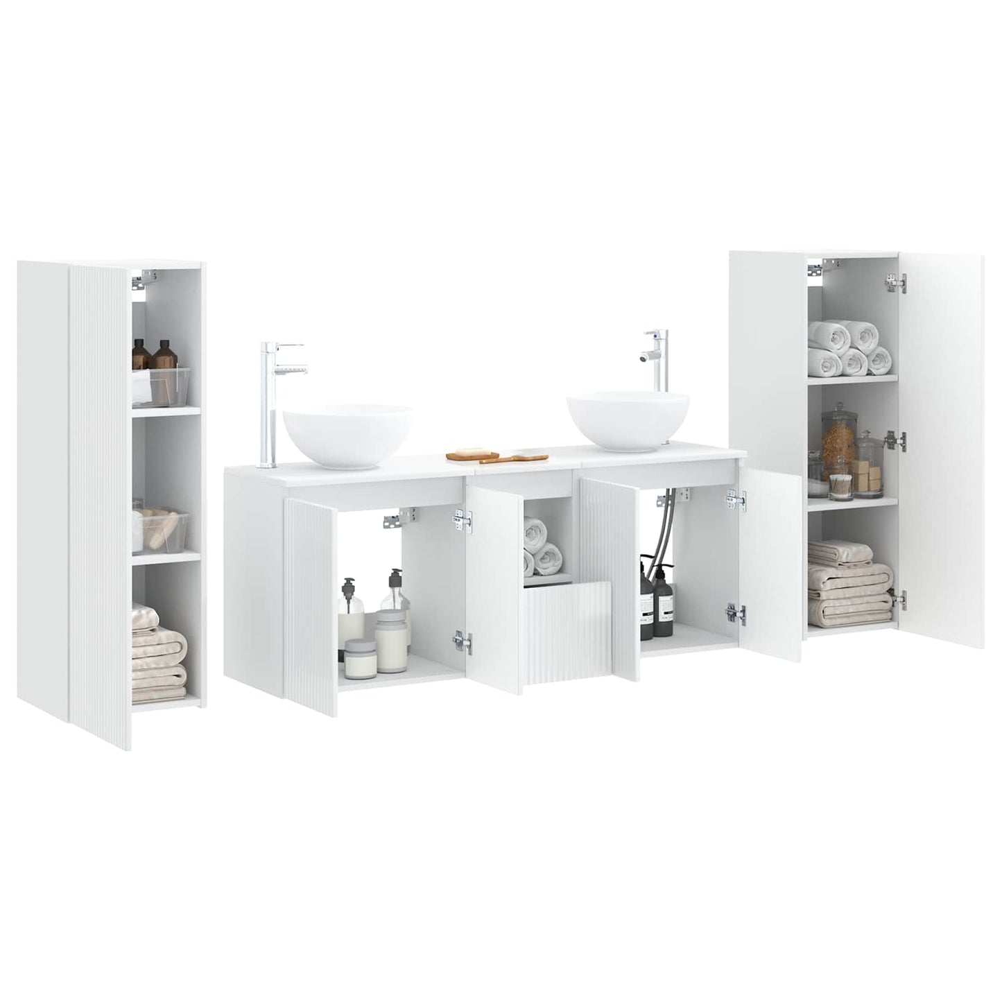vidaXL Bathroom Furniture Set 5 pcs High Gloss White