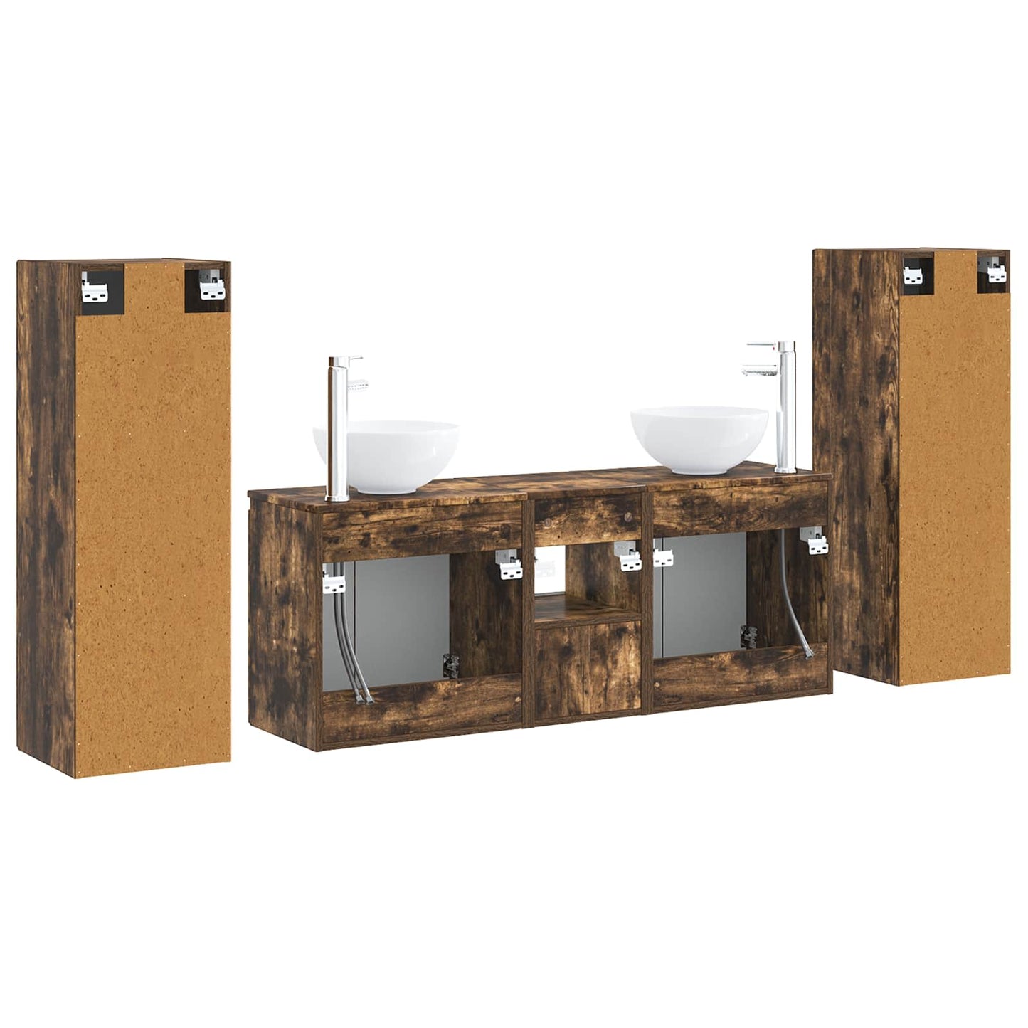 vidaXL Bathroom Furniture Set 5 pcs Smoked Oak 33 x 34.5 x 100 cm