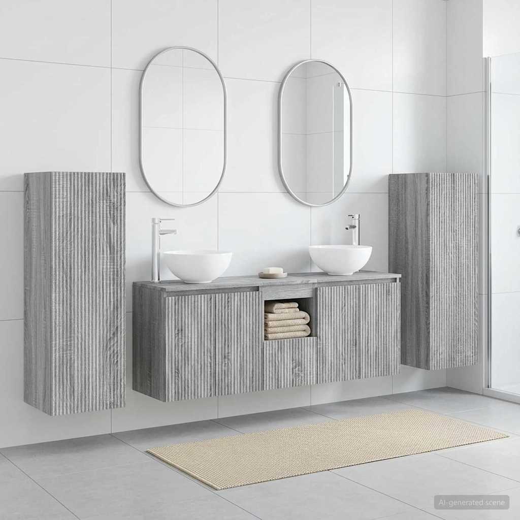 vidaXL Bathroom Furniture Set 5 pcs Grey Sonoma 33 x 34.5 x 100 cm