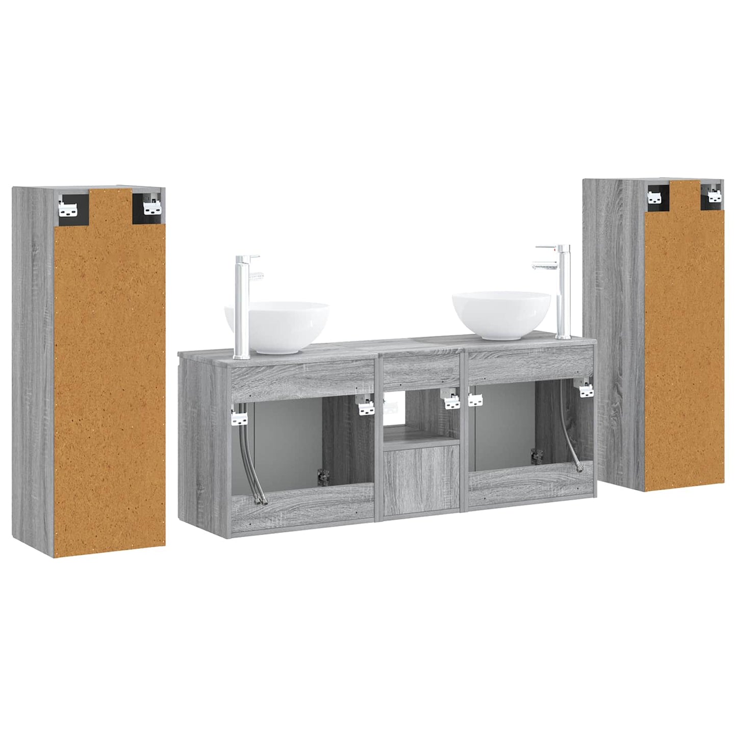 vidaXL Bathroom Furniture Set 5 pcs Grey Sonoma 33 x 34.5 x 100 cm