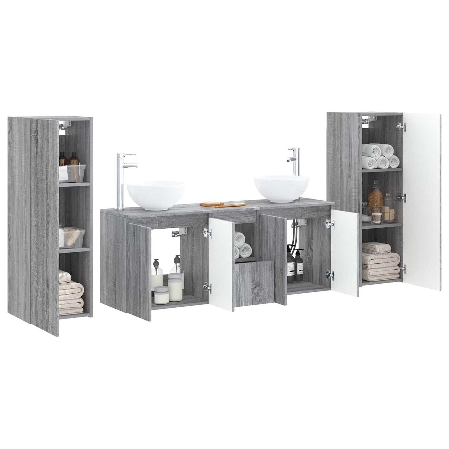 vidaXL Bathroom Furniture Set 5 pcs Grey Sonoma 33 x 34.5 x 100 cm