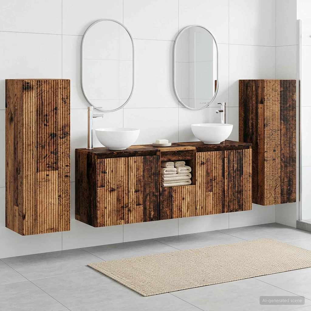 vidaXL Bathroom Furniture Set 5 pcs Old Wood 33 x 34.5 x 100 cm