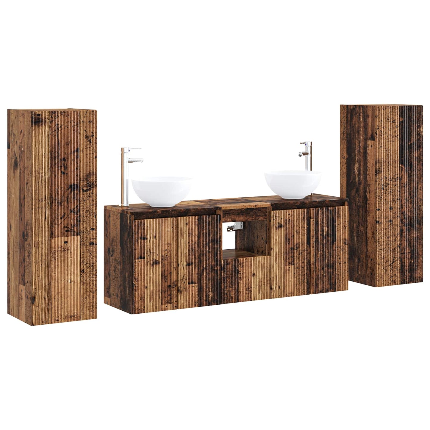 vidaXL Bathroom Furniture Set 5 pcs Old Wood 33 x 34.5 x 100 cm