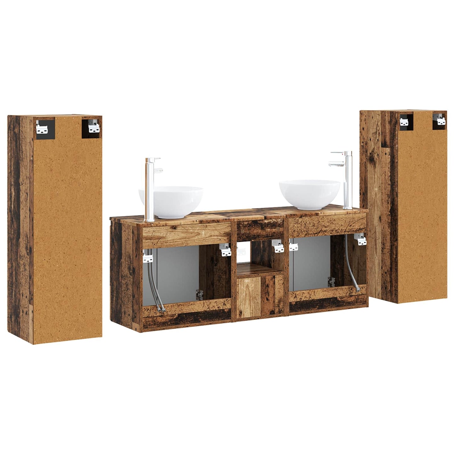 vidaXL Bathroom Furniture Set 5 pcs Old Wood 33 x 34.5 x 100 cm