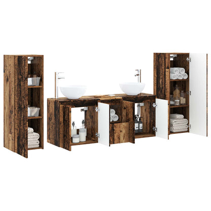 vidaXL Bathroom Furniture Set 5 pcs Old Wood 33 x 34.5 x 100 cm