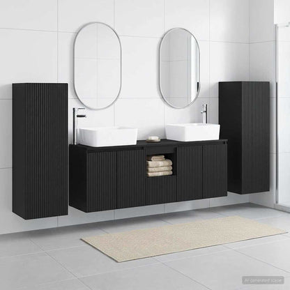 vidaXL Bathroom Furniture Set 5 pcs Black 33 x 34.5 x 100 cm