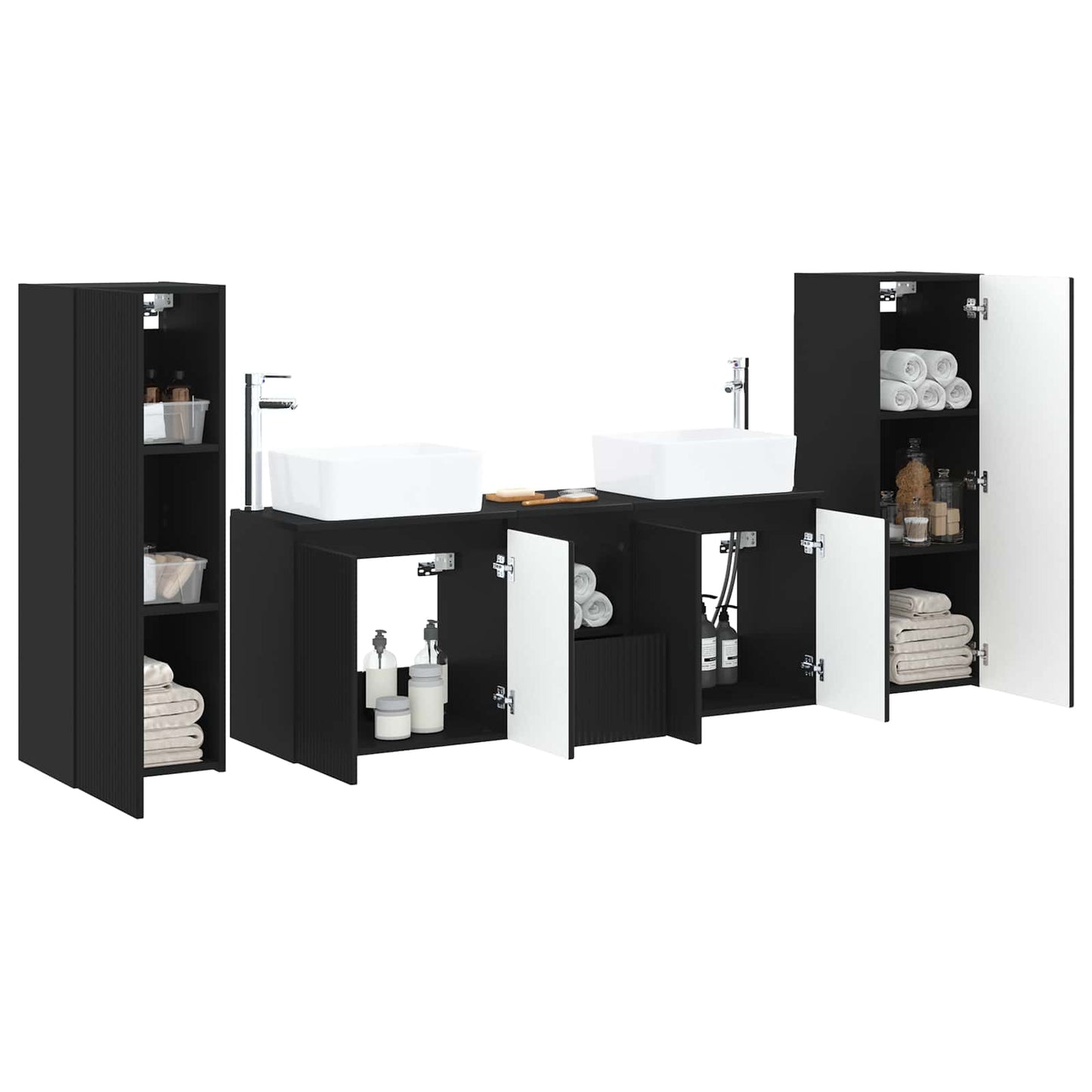 vidaXL Bathroom Furniture Set 5 pcs Black 33 x 34.5 x 100 cm