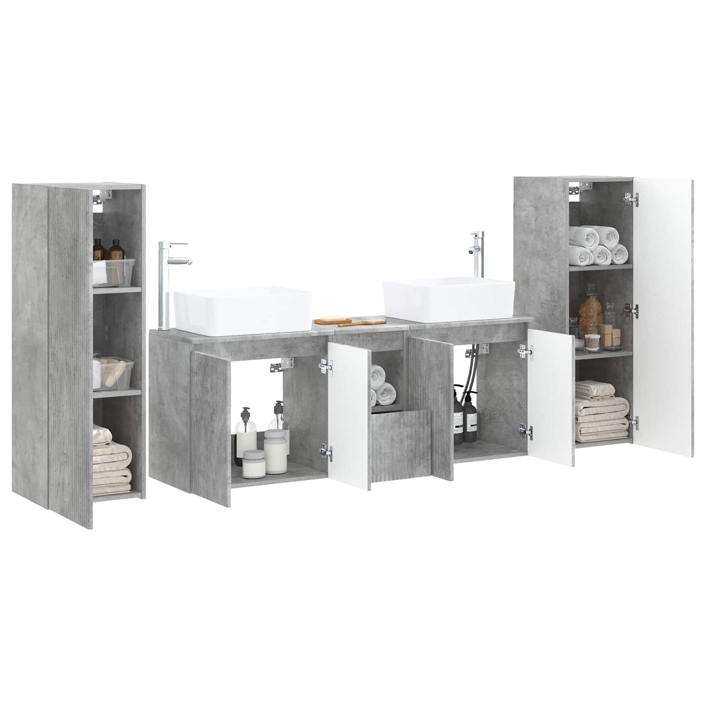 vidaXL Bathroom Furniture Set 5 pcs Concrete Grey 33 x 34.5 x 100 cm