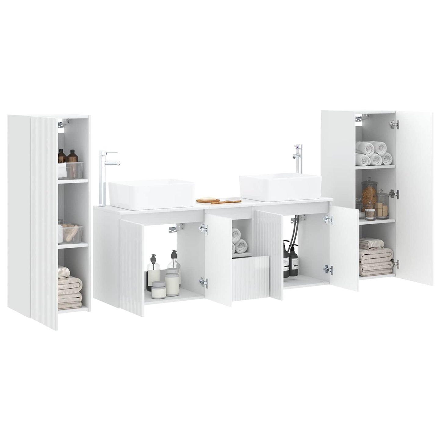 vidaXL Bathroom Furniture Set 5 pcs High Gloss White
