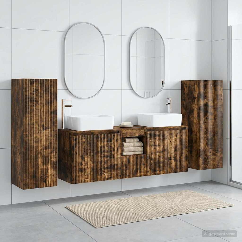 vidaXL Bathroom Furniture Set 5 pcs Smoked Oak 33 x 34.5 x 100 cm