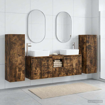 vidaXL Bathroom Furniture Set 5 pcs Smoked Oak 33 x 34.5 x 100 cm