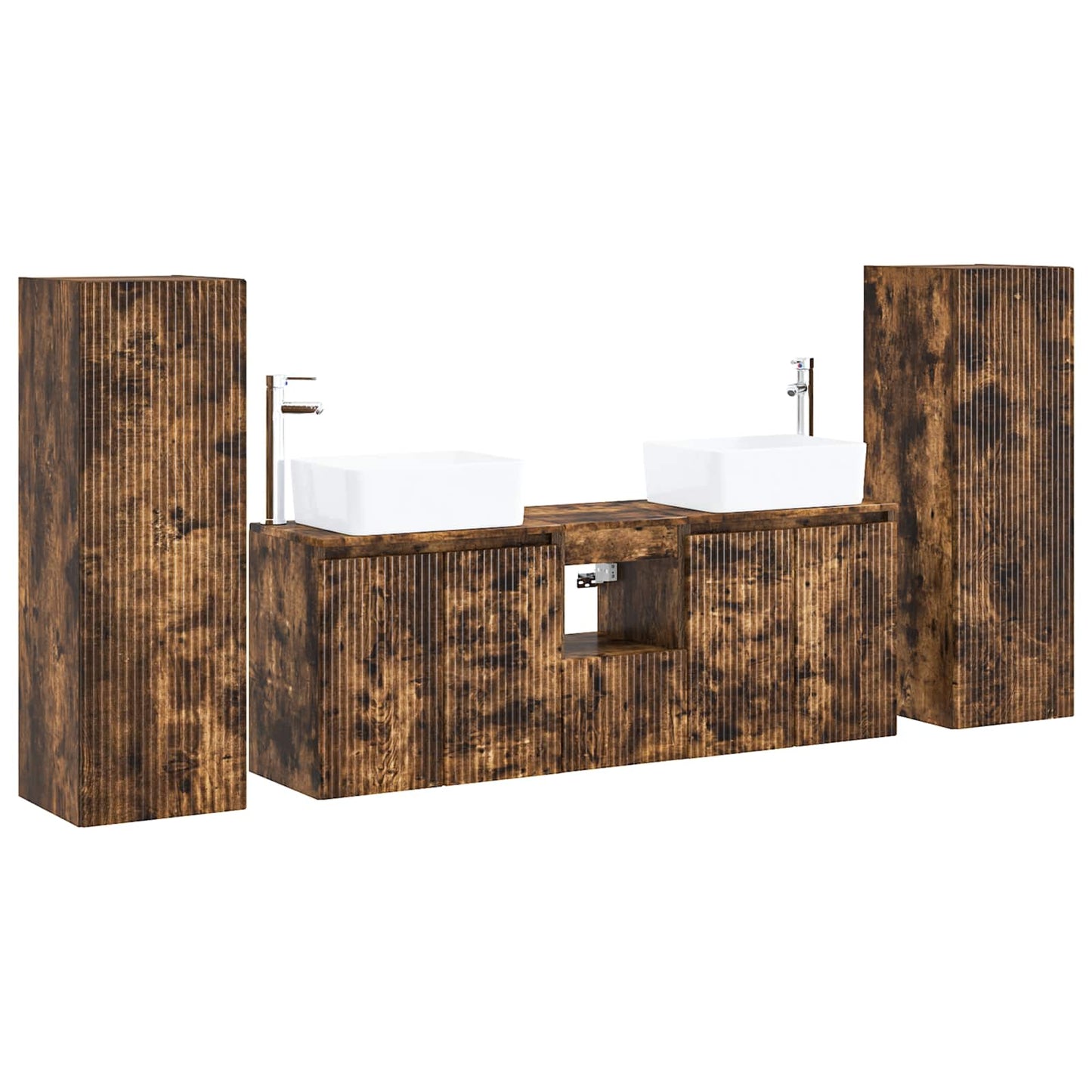vidaXL Bathroom Furniture Set 5 pcs Smoked Oak 33 x 34.5 x 100 cm