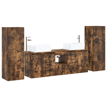 vidaXL Bathroom Furniture Set 5 pcs Smoked Oak 33 x 34.5 x 100 cm