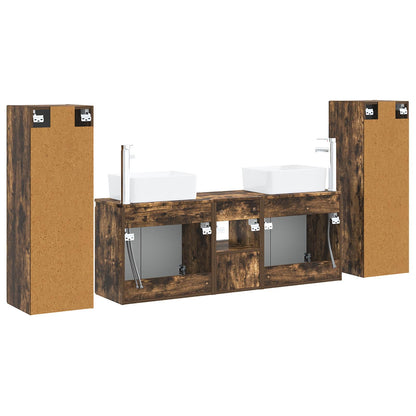 vidaXL Bathroom Furniture Set 5 pcs Smoked Oak 33 x 34.5 x 100 cm