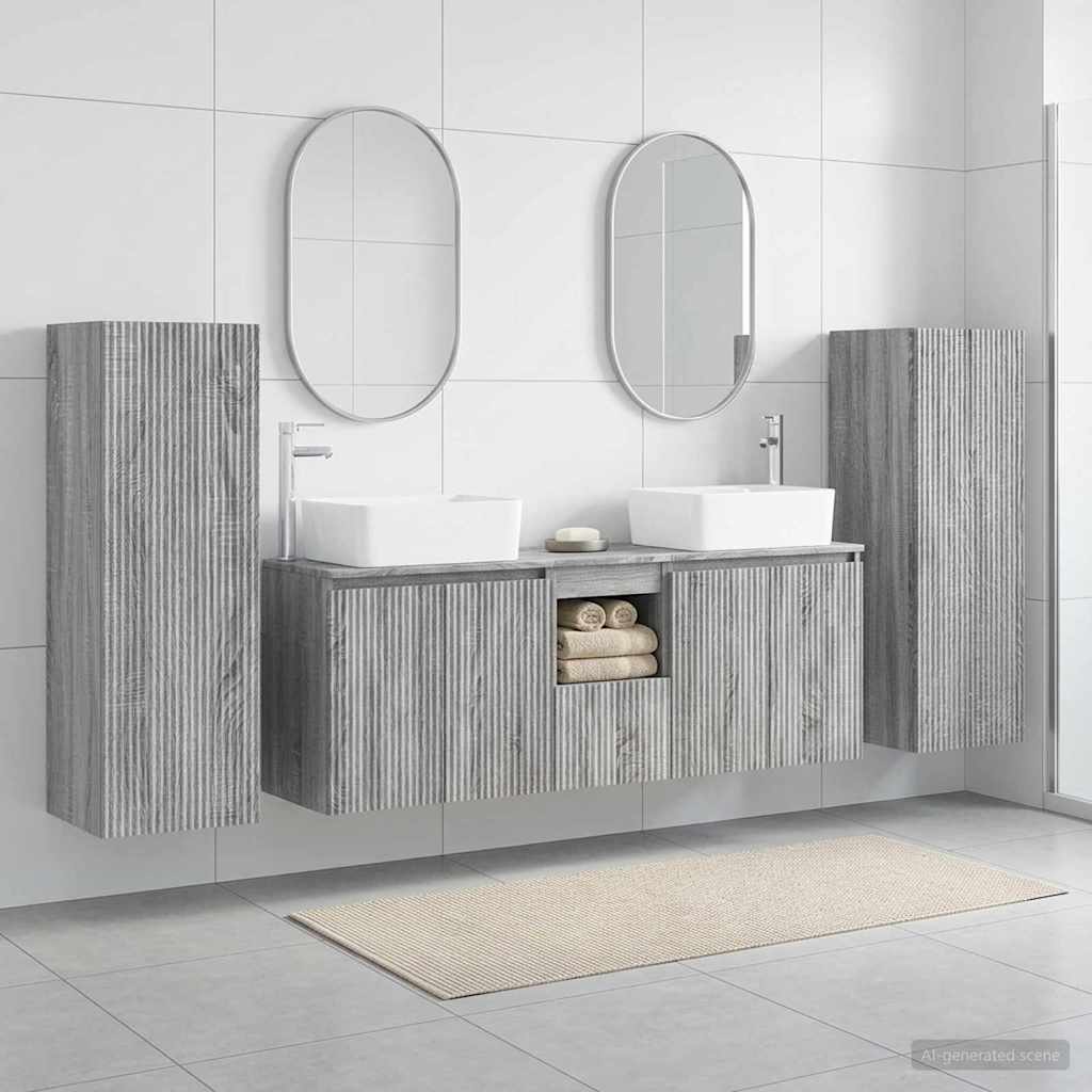 vidaXL Bathroom Furniture Set 5 pcs Grey Sonoma 33 x 34.5 x 100 cm