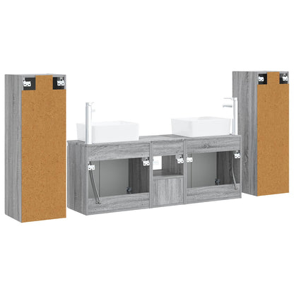 vidaXL Bathroom Furniture Set 5 pcs Grey Sonoma 33 x 34.5 x 100 cm