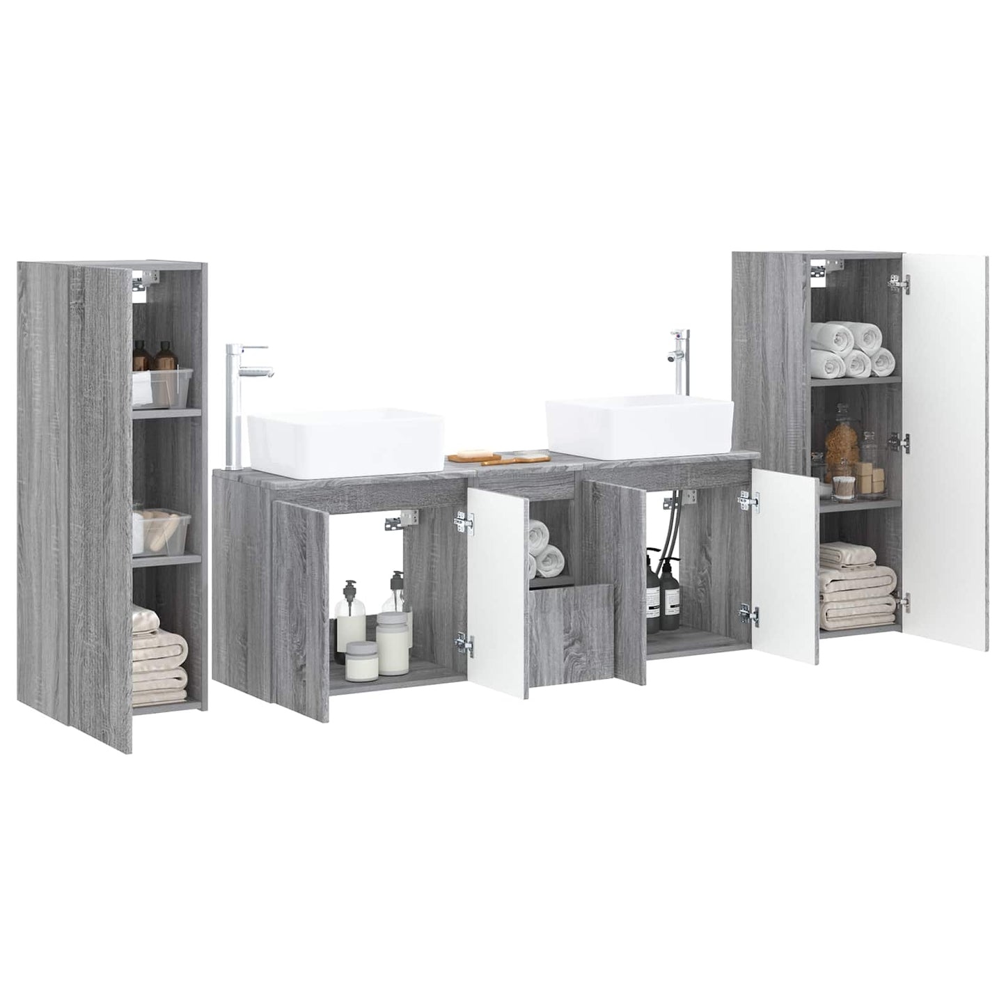 vidaXL Bathroom Furniture Set 5 pcs Grey Sonoma 33 x 34.5 x 100 cm