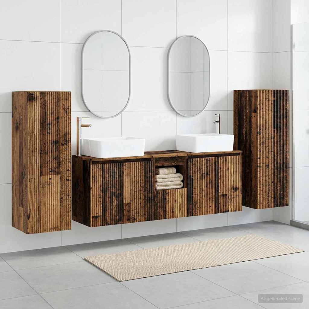 vidaXL Bathroom Furniture Set 5 pcs Old Wood 33 x 34.5 x 100 cm