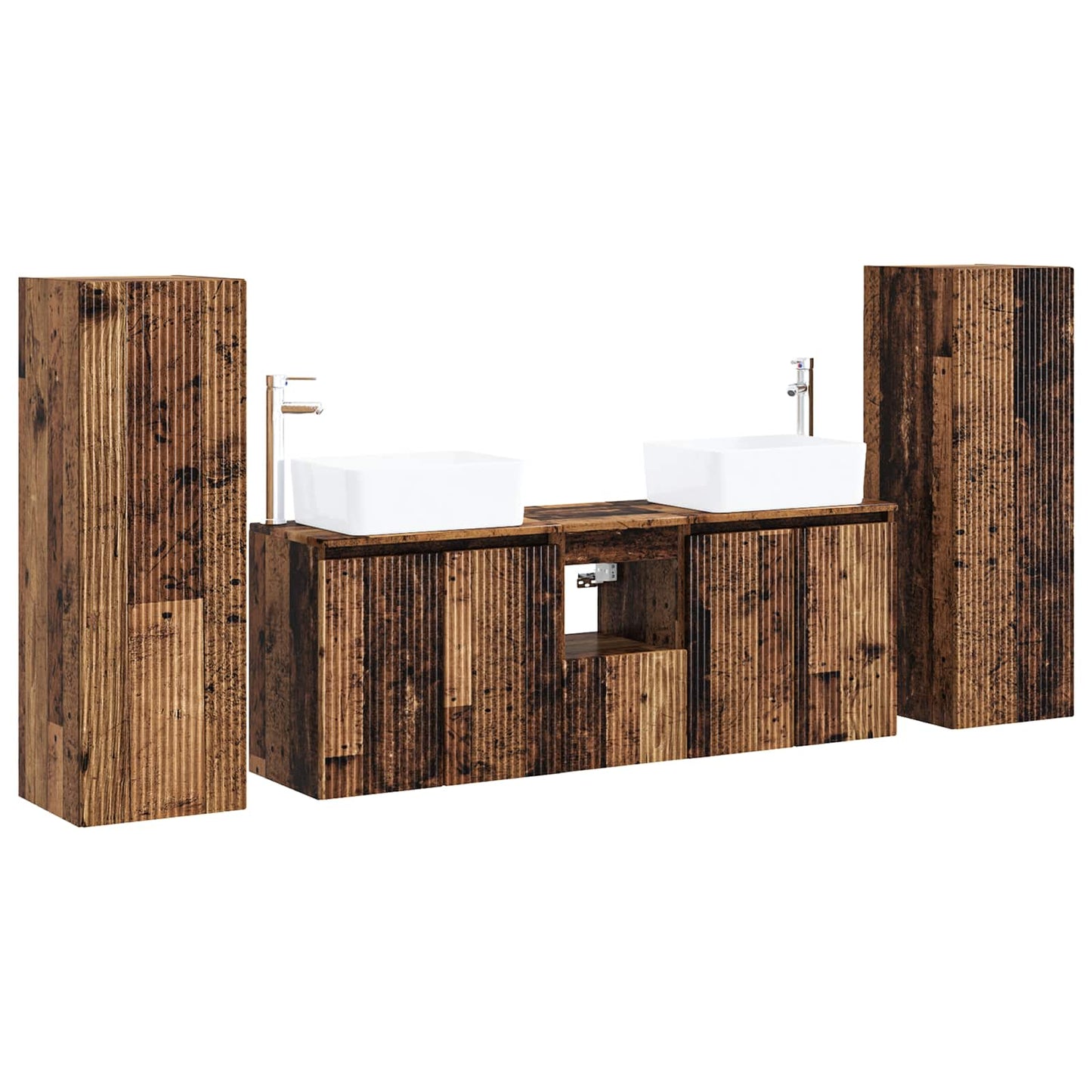 vidaXL Bathroom Furniture Set 5 pcs Old Wood 33 x 34.5 x 100 cm