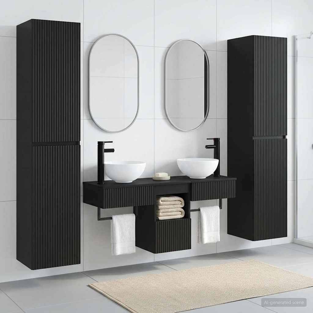 vidaXL Bathroom Furniture Set 5 pcs Black 33 x 34.5 x 160 cm