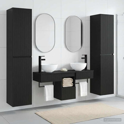 vidaXL Bathroom Furniture Set 5 pcs Black 33 x 34.5 x 160 cm