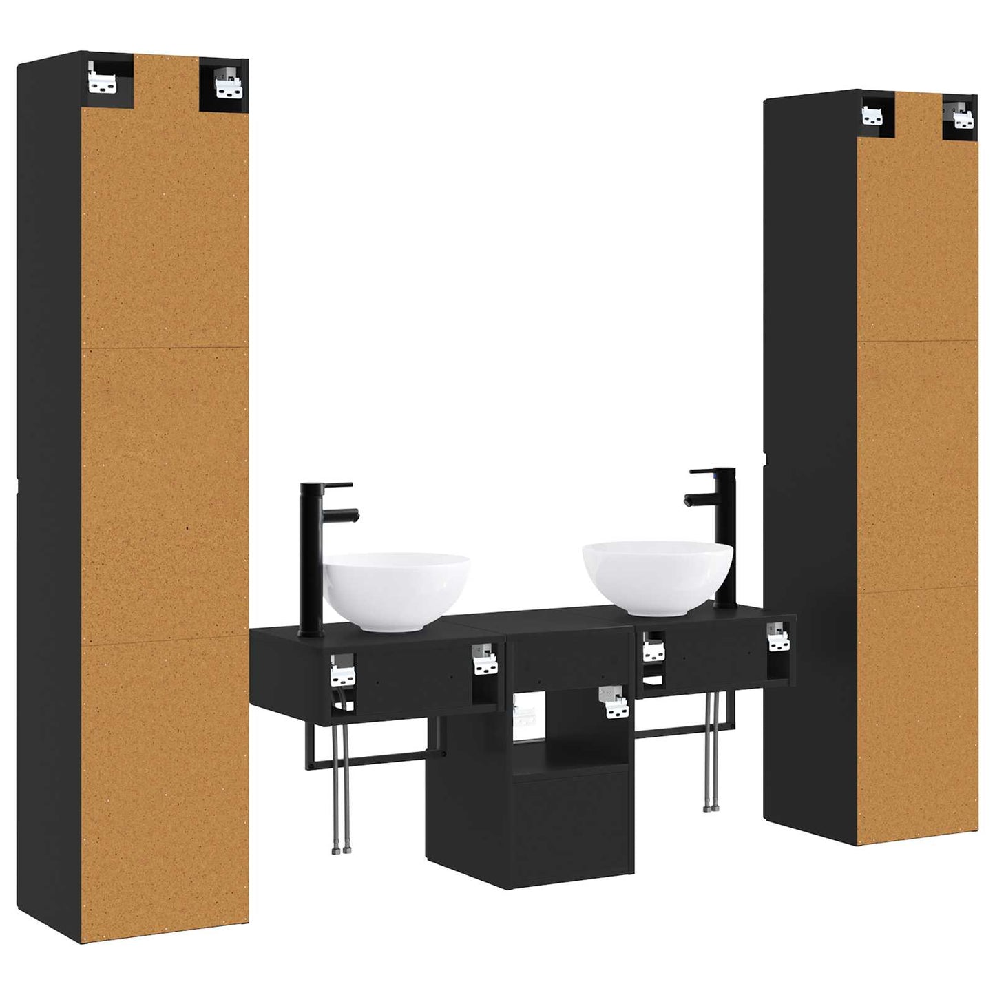 vidaXL Bathroom Furniture Set 5 pcs Black 33 x 34.5 x 160 cm