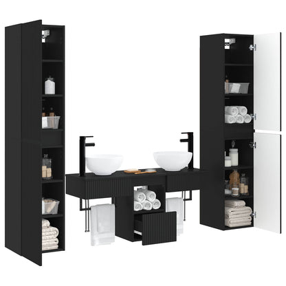 vidaXL Bathroom Furniture Set 5 pcs Black 33 x 34.5 x 160 cm