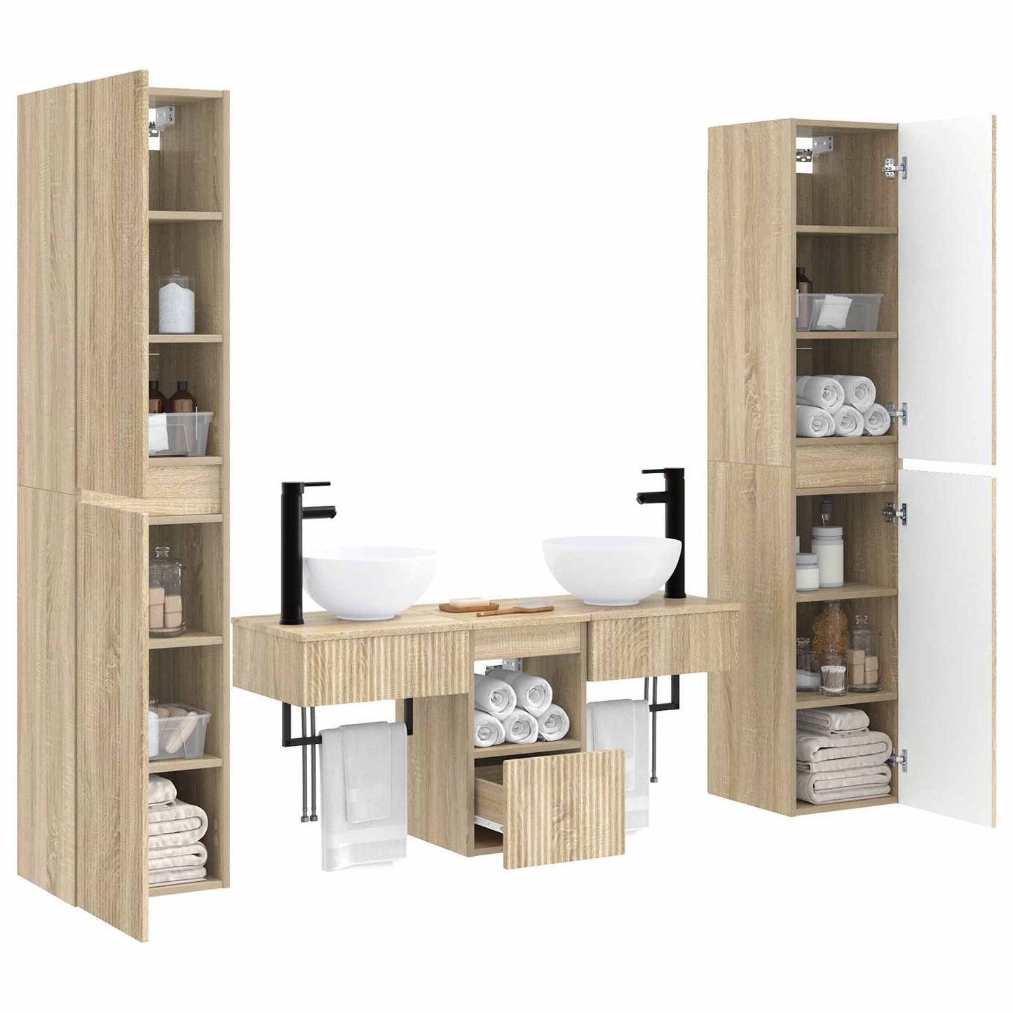 vidaXL Bathroom Furniture Set 5 pcs Sonoma Oak 33 x 34.5 x 160 cm