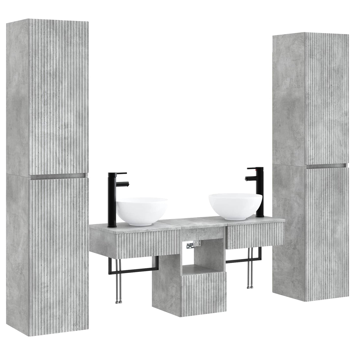 vidaXL Bathroom Furniture Set 5 pcs Concrete Grey 33 x 34.5 x 160 cm