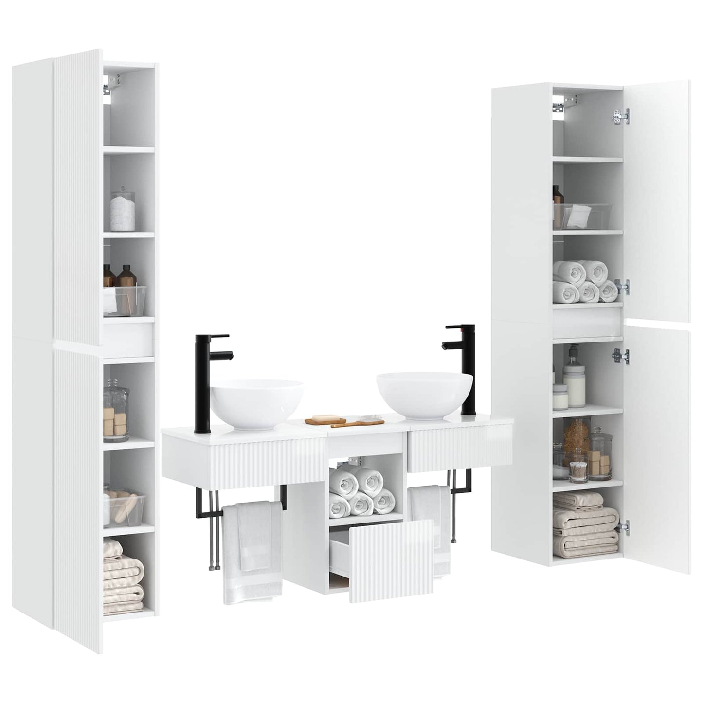 vidaXL Bathroom Furniture Set 5 pcs High Gloss White