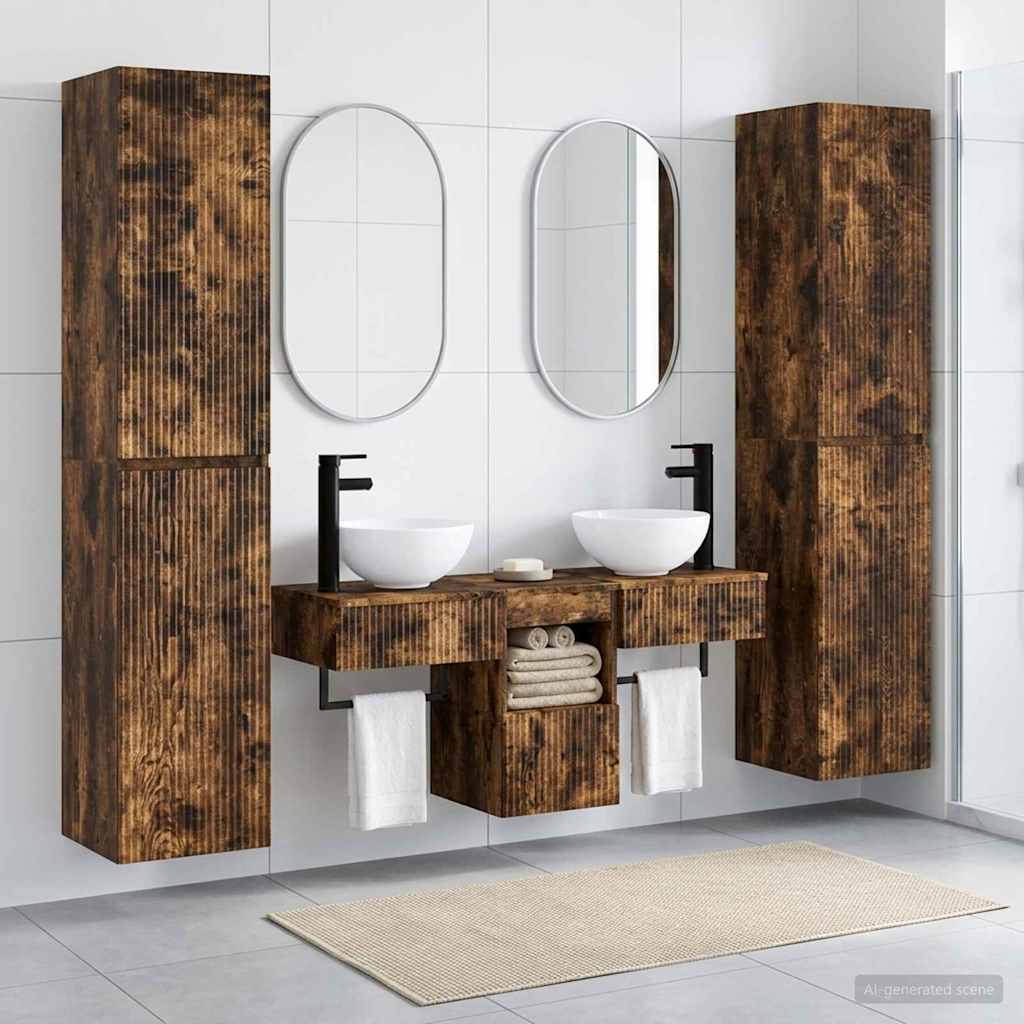 vidaXL Bathroom Furniture Set 5 pcs Smoked Oak 33 x 34.5 x 160 cm