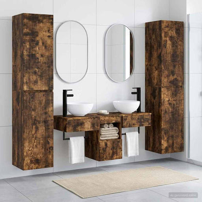 vidaXL Bathroom Furniture Set 5 pcs Smoked Oak 33 x 34.5 x 160 cm